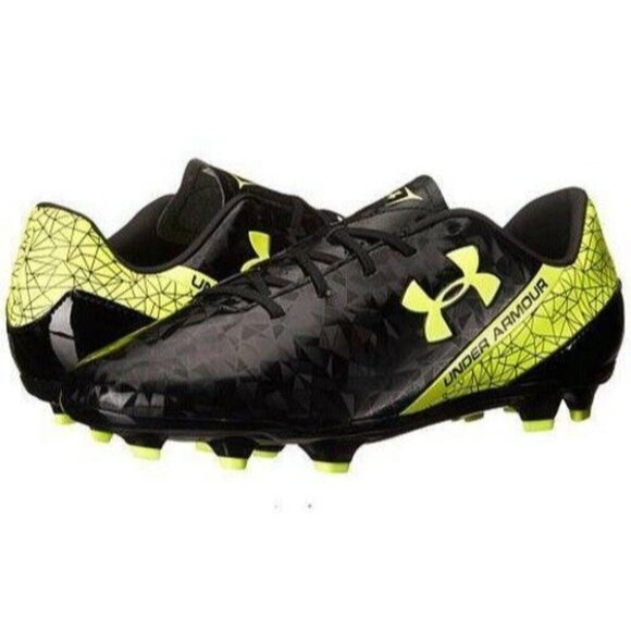 Under Armour Men's UA SF Flash FG Soccer Cleats Shoes Black Neon Yellow Size 7.5 - Picture 1 of 9